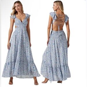 NWOT ASTR The Label Primrose Floral Strappy Back Maxi Dress size XL